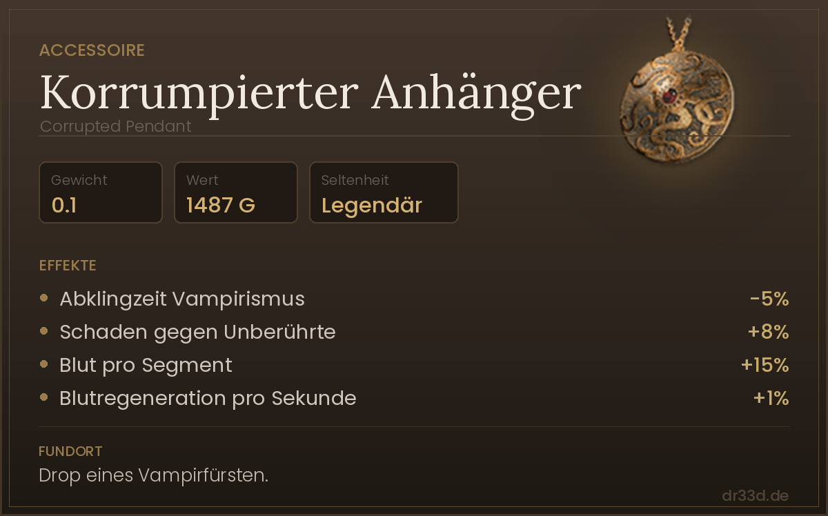 Korrumpierter Anhänger: Werte, Effekte und Fundort in The Blood of Dawnwalker