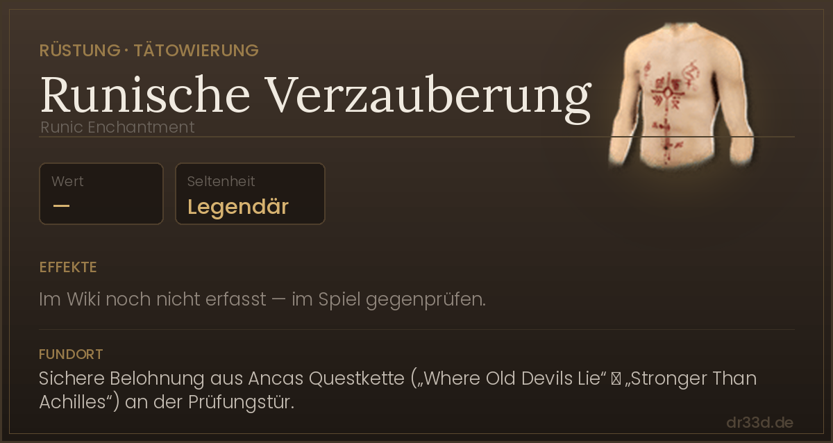 Runische Verzauberung: Werte, Effekte und Fundort in The Blood of Dawnwalker