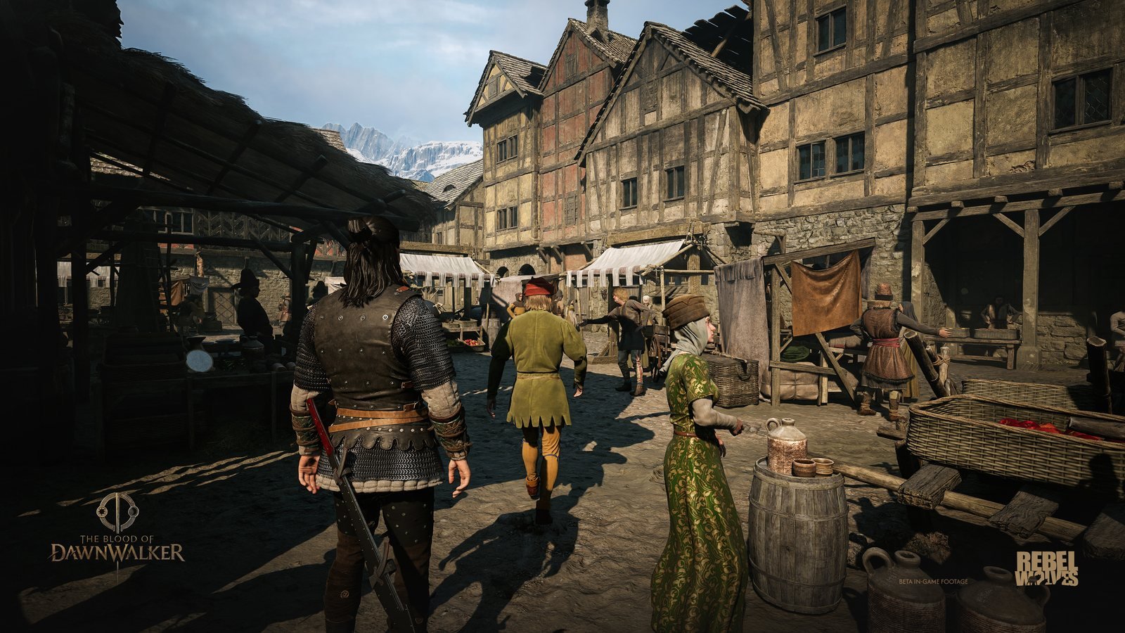 Coen als Mensch auf dem belebten Marktplatz bei Tag in The Blood of Dawnwalker