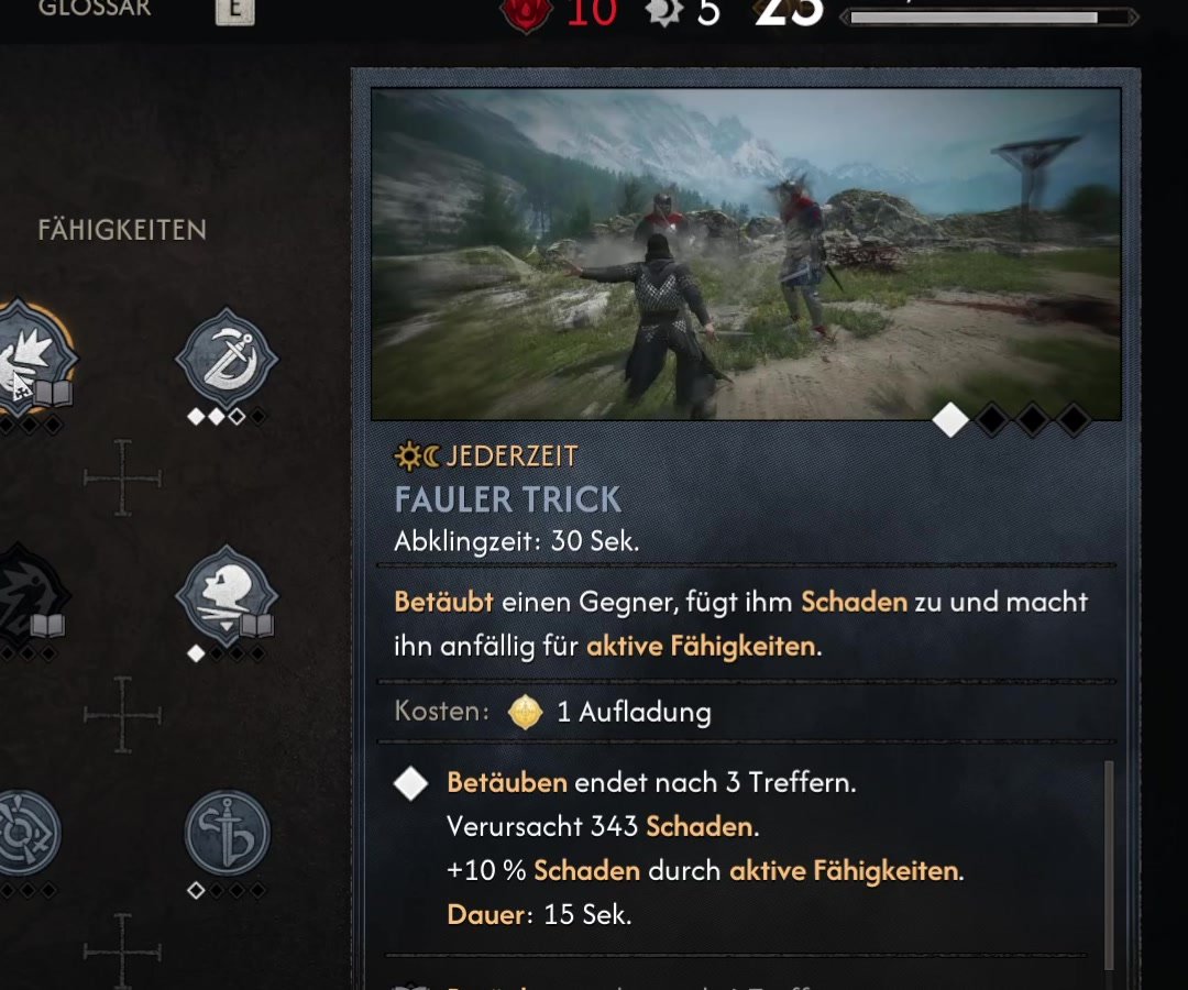Fauler Trick in The Blood of Dawnwalker: betäubt Gegner und macht sie anfällig