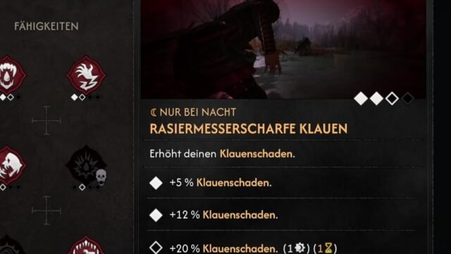 Rasiermesserscharfe Klauen in The Blood of Dawnwalker mit Klauenschaden pro Stufe