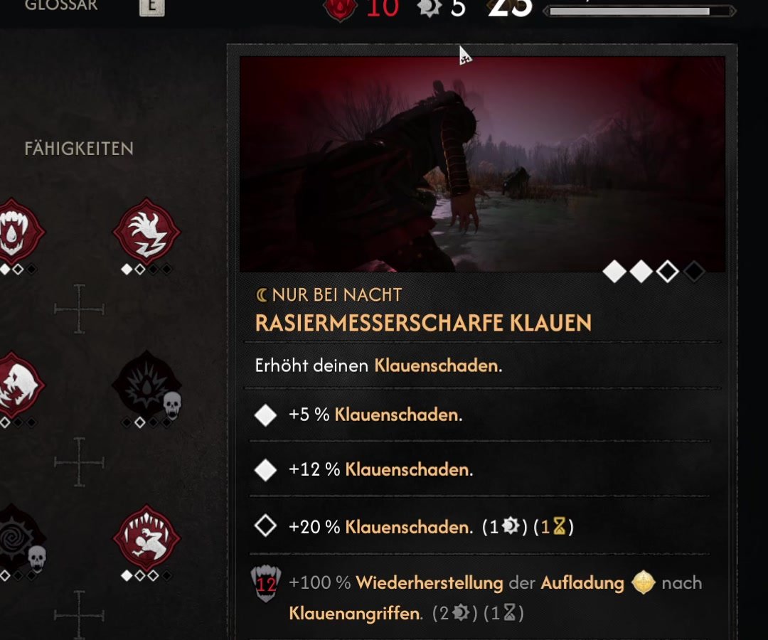 Rasiermesserscharfe Klauen im Vampirismus-Baum von The Blood of Dawnwalker