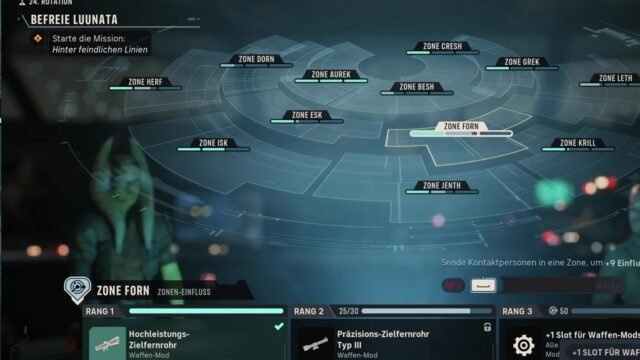 Der Holotisch in Star Wars Zero Company mit allen Zonen und ihren Rangbelohnungen