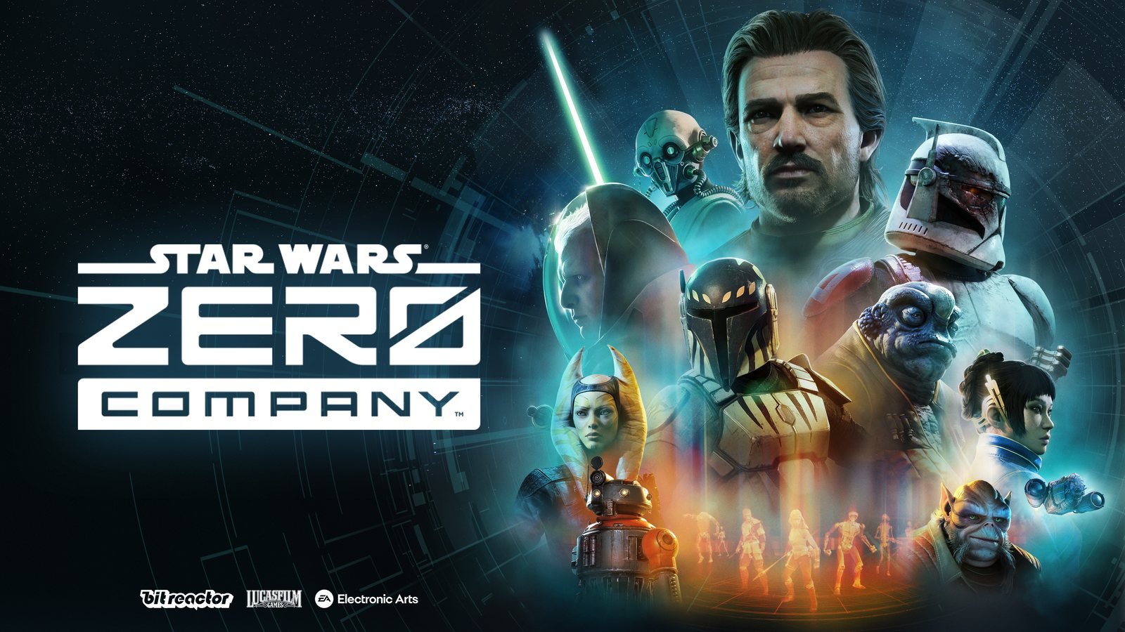 Key Art zu Star Wars: Zero Company mit dem Trupp vor Sternenhintergrund